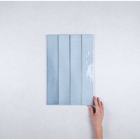 Faïence Effet Zellige Bleu MANACOR 6,5x40 blue moon (1m²) - Les Carreaux de Jean