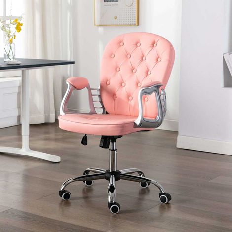 vidaXL Silla de oficina giratoria de cuero sintético rosa (1/5)