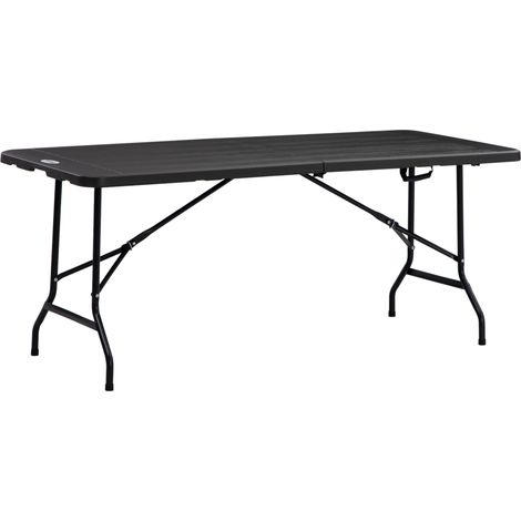 Table pliante gris foncé en acier PEHD 180x75,5x73 cm 6 places portable, mobilier extérieur design pratique pour camping et jardin gain de place