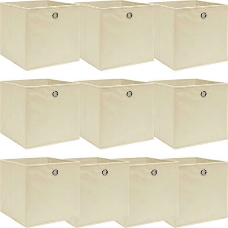 Storage Boxes 10 pcs Cream 32x32x32 cm Fabric vidaXL
