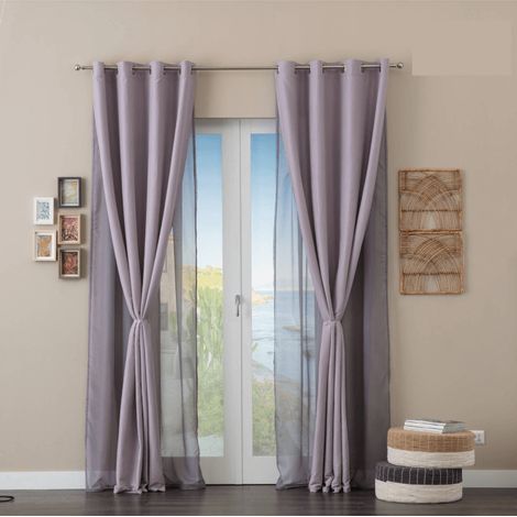 Double rideau gris occultant 140x280 cm – Tissu polyester haut de gamme – Isolation thermique et phonique – Pour fenêtres standard