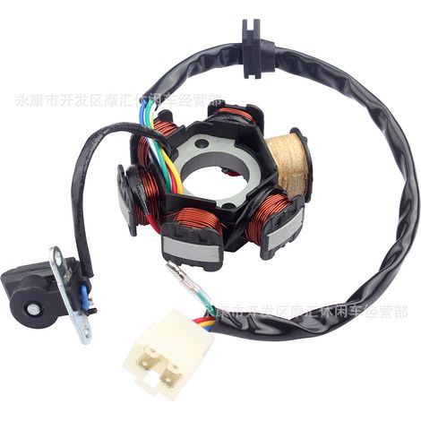 Geländemotorräder, ATVs, vierrädrige Strandbuggys, Zündspulenmagnetostator mit Stecker für 50-110 cm³ Hubraum und sechs Polen (1/5)