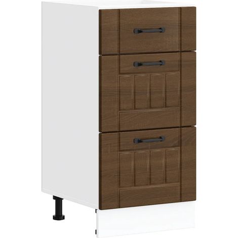 Armoire de cuisine Lucca 40 x 46 x 81,5 cm grand espace de rangement pieds réglables en bois d'ingénierie chêne marron (1/5)