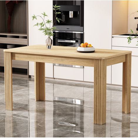 Tavolo da pranzo rettangolare in pannello truciolare rovere con 4 gambe, design moderno (1/5)