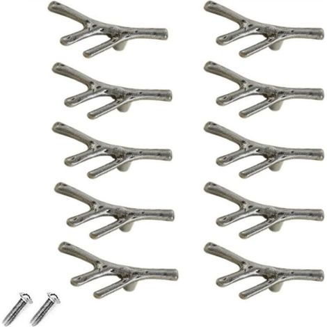 [NIEMALS VERWENDET] Set mit 10 Vintage-Schubladenknöpfen aus Zinklegierung für Schränke, Schubladen, Landhausstil, Cottage (einlochig, silberfarben)