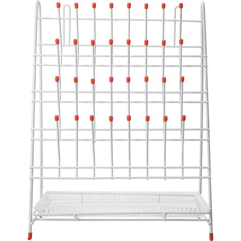 Séchoir à Tubes en Fer Blanc 32 Emplacements Support de Séchage Laboratoire Grand Égouttoir à Bouteilles Gain de Place pour Verrerie (1/5)