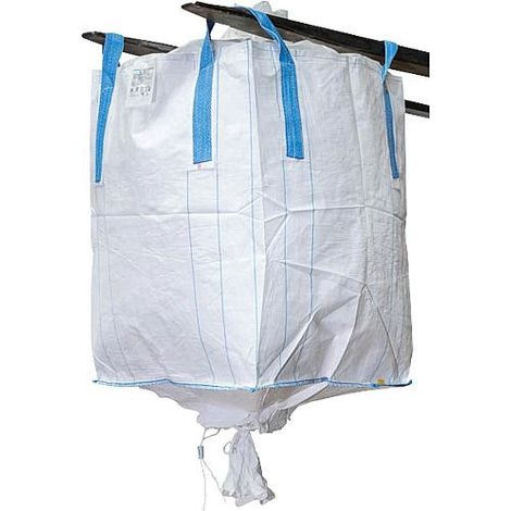 Big bag avec douille écoulement 4 poignées, revêtement, SWL 1500kg, 900x900x1150mm