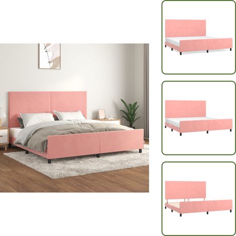 Cadre de lit sans matelas rose 200x200 cm velours - Lit Double - Lit Capitonné - Cadre De Lit Velours - Lit Rose - Meuble Chambre À Coucher (1/5)