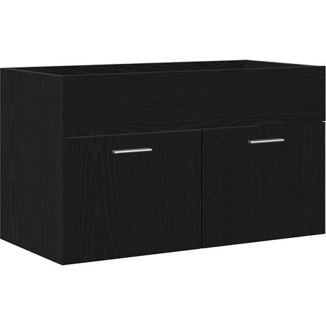 Armoire de lavabo moderne chêne noir 80 x 38,5 x 46 cm grand espace de stockage finition chic en bois d'ingénierie noir (1/5)