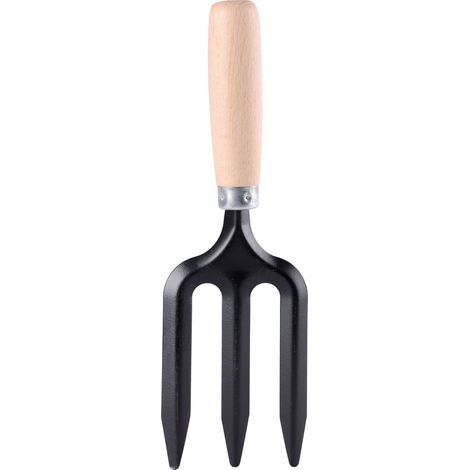 Garronda Mini Fourche Bêche de Jardin Fourche 3 Dents en Métal et Manche en Bois GD-0005 (Fourchette de jardin : Noir)