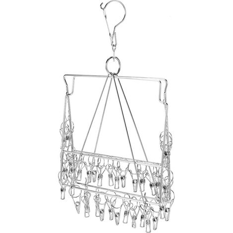 Stendibiancheria pieghevole in acciaio inox con 36 punte per calzini, biancheria intima, asciugamani ed erbe fresche (1/4)