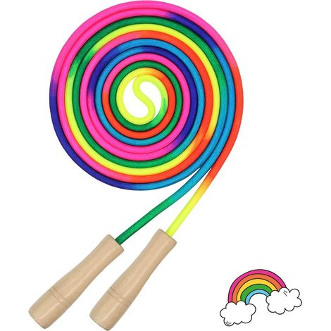Corde à sauter pour enfants, corde à sauter avec poignée en bois, corde à sauter de sport, corde à sauter réglable pour garçons et filles (1/5)