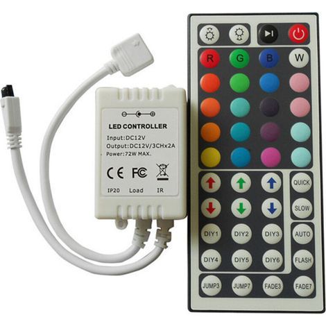44-Key IR Remote Control Wireless Remote, 12V 6A Controller for RGB LED Strips