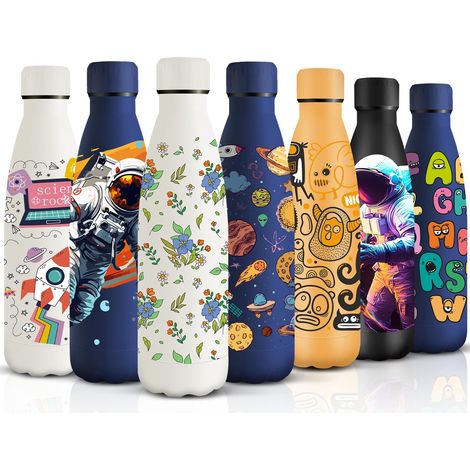 Gourde Isotherme, Acier Inoxydable 18/8, Bouteille Isotherme, 500ML Sans BPA, Gourde Inox Enfant, Étanche Double Isolation, Gourde Inox pour Le Camping, Les Écoles, Les Gymnases (1/5)