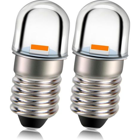 Ampoule LED E10 12V Jaune 2525 1SMD Chip 100LM Remplacement d'ampoule LED pour Flashlights Torche Lumière Terre Négative Paquet de 2 (1/5)
