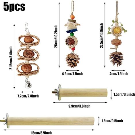 Bird Toys, Chew Wooden Feet Perches, Swings, Ladders, Perched (1/4)