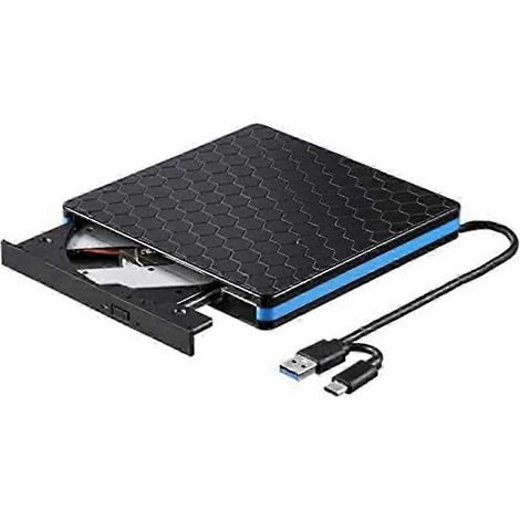 Lecteur DVD externe, lecteur optique, graveur CD/DVD 2-en-1 USB Type-C 3.0, lecteur de cartes, lecteur/graveur externe jn (1/5)