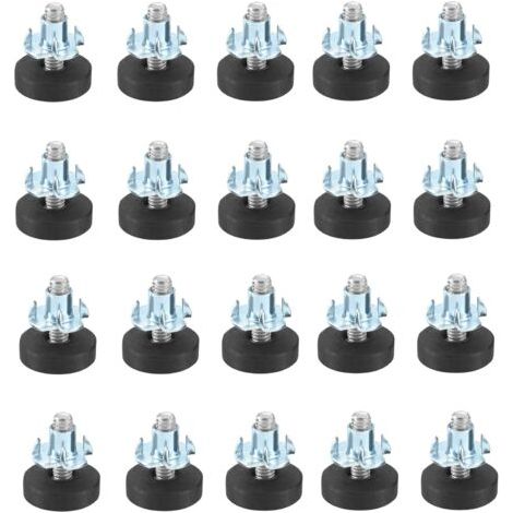 Set di 20 piedini regolabili per mobili – Con viti di regolazione M6 – Base regolabile per tavoli e armadi – Materiale PP antiscivolo