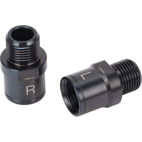 Lot de 2 rallonges de pédales de vélo avec rondelles, noires, 20 mm (0,79 po), en alliage de titane usiné CNC, pour VTT et vélo de route. (1/5)