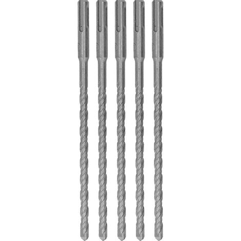 5-teiliges Set Schlagbohrer mit Hartmetallspitze, 2-schneidige Spiralbohrer für Ziegel und Beton, 210