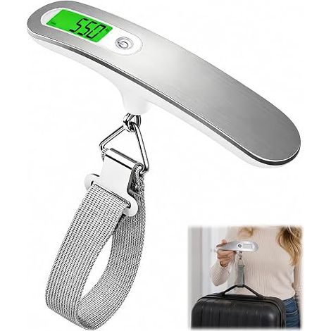 50kg/110lb Portable Electronic Luggage Scales with LCD Display, Tare Function - 4 Weight Units (kg, lb, g, oz) for Travel/Home Use (1/5)