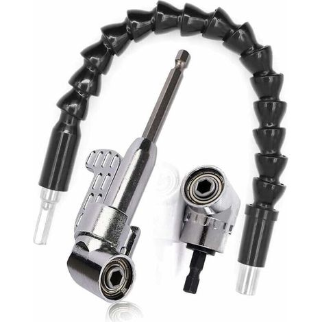 Accessorio per cacciavite ad angolo retto, punta da trapano ad angolo retto e kit di prolunga flessibile, 105 gradi, attacco esagonale da 1/4". (1/4)