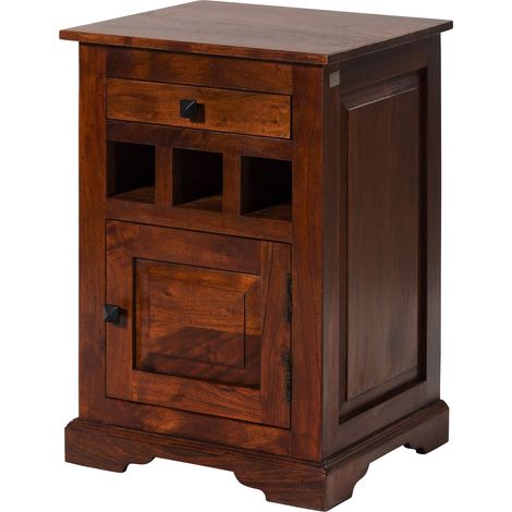 Nachttisch Akazie dunkelbraun lackiert 46x40x65 cm (BxTxH) montiert OXFORD 269 (1/3)