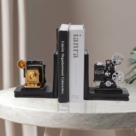 Paire de serre-livres décoratifs en forme de projecteur, pour les bureaux, les étagères et la décoration intérieure. (1/5)