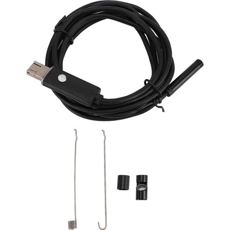 Caméra endoscopique avec 6 LED réglables, câble semi-rigide, rotation à 360°, étanche IP67, caméra d'inspection USB pour téléphone et tablette, noir, 2 m / 6,6 pi (filaire) (1/5)