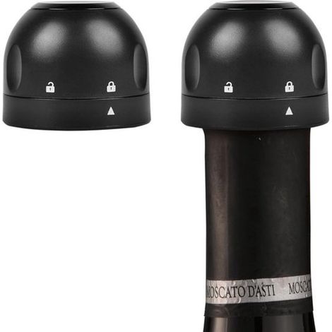 Juego de 2 tapones para botellas de champán, tapones de silicona reutilizables con función de bloqueo y desbloqueo para mantener la botella fría. (1/5)