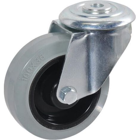 Rueda industrial giratoria en goma: di谩metro100 x 40 mm orificio 煤nico para pasador. Capacidad: 110 kg Ro-Carr RO-CARR