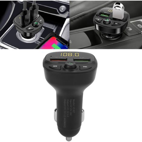 Émetteur Bluetooth MP3 double USB QC3.0 pour voiture, lecteur Bluetooth, téléphone mains libres (version améliorée HY-87) (1/5)