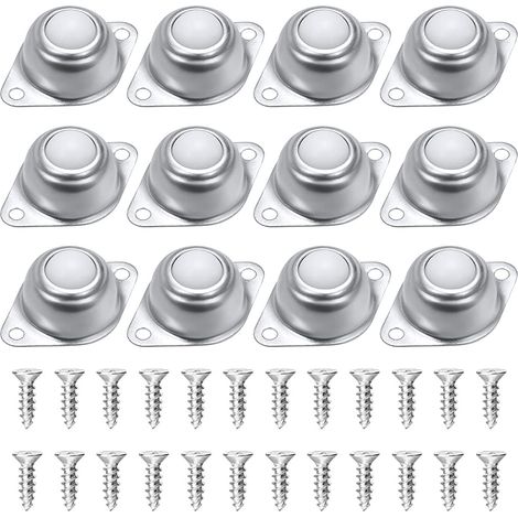 Ruedas para muebles, paquete de 12, ruedas de transferencia de bolas de nailon y acero inoxidable, con 24 tornillos, para carritos de equipaje deslizantes, muebles y sillas de ruedas.