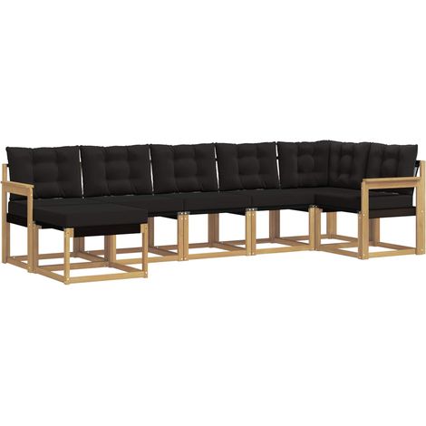 Outdoor Sofa Set with Cushion 7 pcs White and Black vidaXL (1/5)