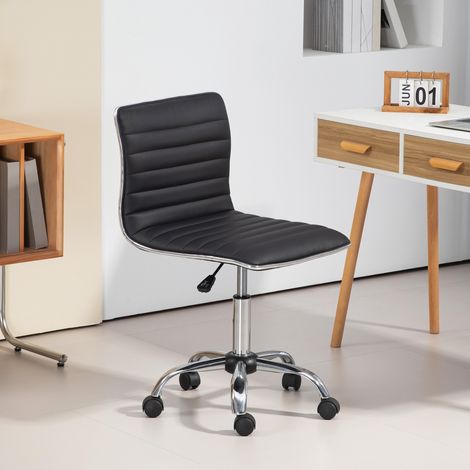 Sedia de Bureau Ergonomique en Cuir PU avec Hauteur Réglable, Assise Pivotante et Roues, Noir (1/5)