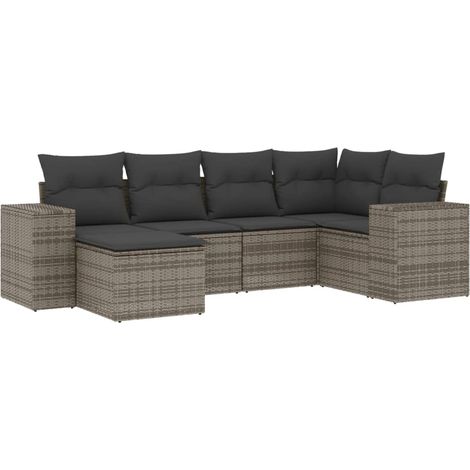 Maison Exclusive - 6-tlg. Garten-Sofagarnitur mit Kissen Grau Pol
