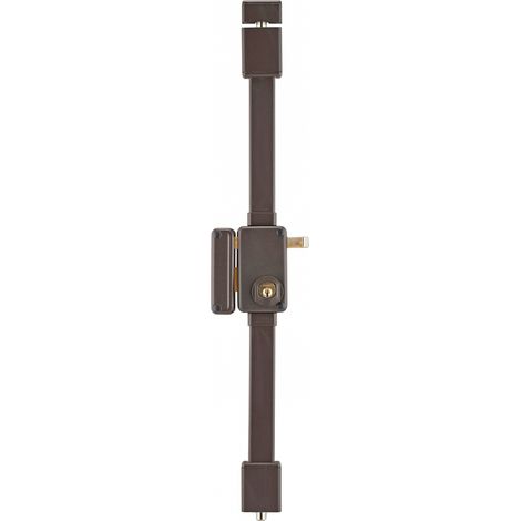 THIRARD - Serrure en applique Beluga à tirage pour porte d'entrée, gauche, 3 pts, cylindre HG5 Ø23mm, axe 45mm, marron, 4 clés - THIRARD