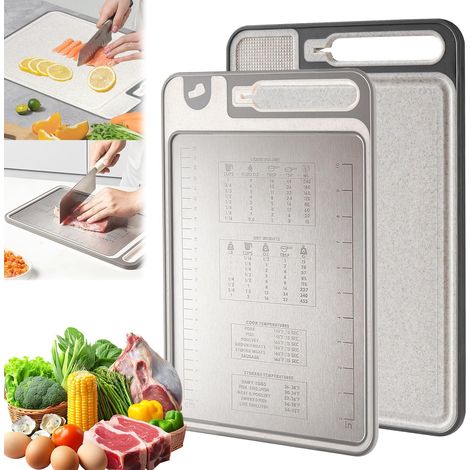 Tagliere bifacciale, tagliere in titanio 37 x 25 cm, tagliere in acciaio inossidabile, tagliere multifunzionale in titanio, resistente agli odori, per carne, frutta e verdura (1/5)