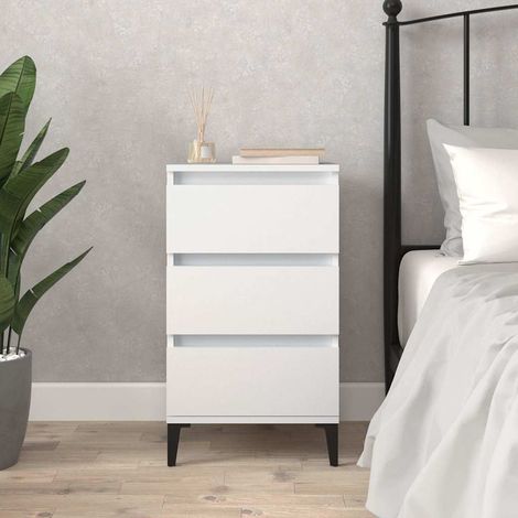 Table de chevet-Table de nuit blanc 40x35x70 cm bois d’ingénierie 815447 (1/5)