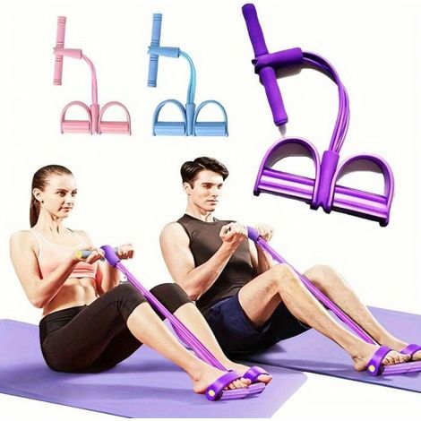 Appareil De Fitness Multifonctionnel - 4 Tubes De Résistance + Corde Abdominale - Pour Entraînement À Domicile Et Voyage - 1 Pièce (1/5)
