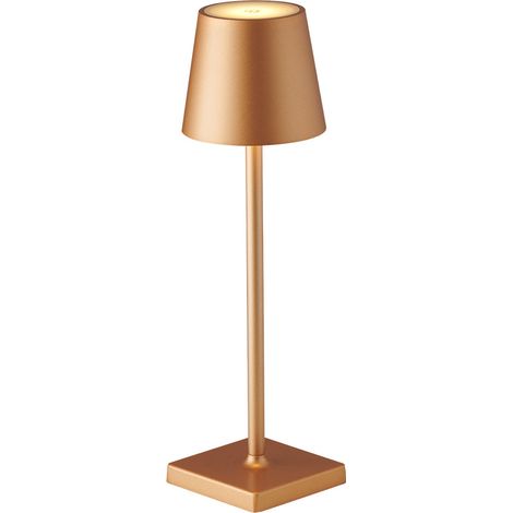 Lampe de bureau rechargeable USB tout aluminium tactile minimaliste moderne, batterie 3600 mAh, or (1/5)