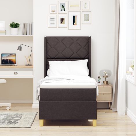 Box Spring Bed with Mattress Dark Brown 80 x 200 cm Fabric vidaXL (1/5)