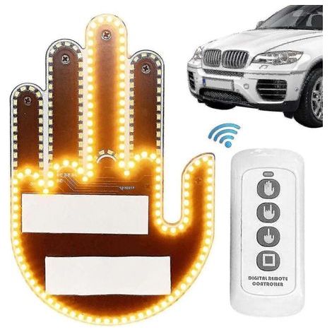 Lampe de voiture humoristique avec télécommande, symbole de rage au volant, geste du doigt d'honneur (1/5)