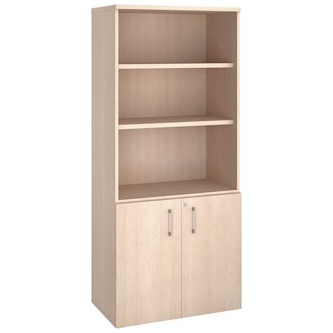 Bibliothèque haute H 182 x L 80 cm avec portes basses chêne clair – Arch - Maxiburo