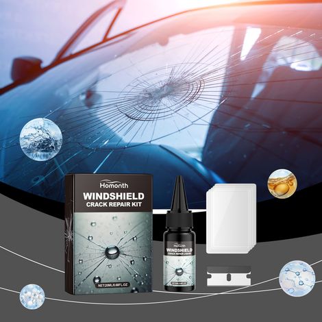 Reparaturset für Windschutzscheibenrisse – Tragbare Reparaturflüssigkeit für Glasrisse, Kratzer und Steinschläge – 20 ml + Klinge + Härterfolie  5 -- DTEKGAZ (1/5)