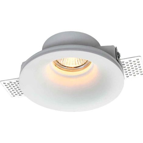 Support encastrable spot GU10 en plâtre Ø133mm – Douille GU10 – Puissance 35W – Tension 220-240V – Installation au ras du plafond (1/5)