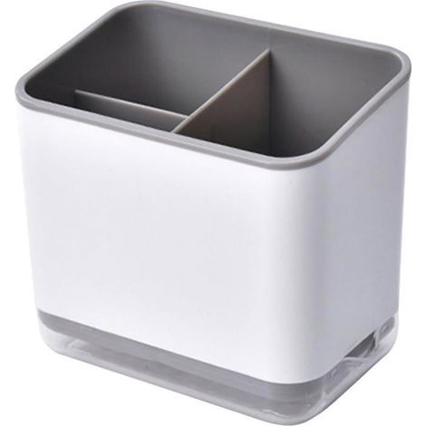Besteckhalter, Besteckabtropfgestell, multifunktionaler 3-Fächer-Besteckorganizer zum Abtropfen von Besteck (Grau) (1/5)