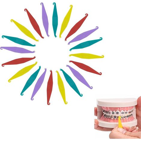 20 Pièces Elastique Orthodontique, Outils de Placement et de Retrait Orthodontique en Plastique pour Élastiques, Crochet Élastique et Poussoir Pratiques, pour l’Entretien des Appareils Dentaires (1/5)