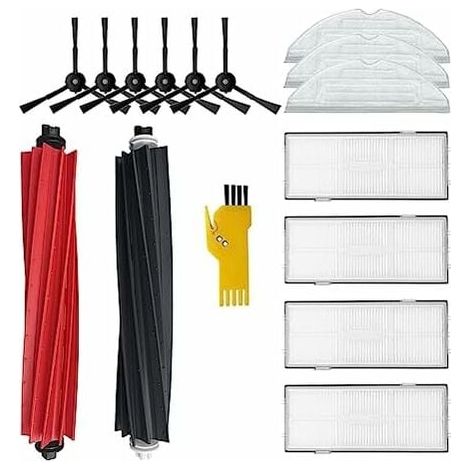 Accessoires pour roborock S8 S8+ Robot eur Pièces de rechange 15 Packs 1 Jeu de brosses principales & 4 Filtres & 6 Brosses latérales et 3 Balais à franges (1/2)