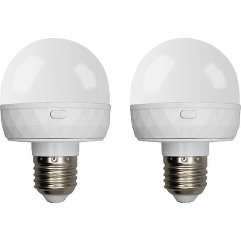 Lampe E27 Rechargeable - USB-C - Batterie 2500 mAh - 3 Températures de Couleur - Télécommande - Minuterie - Pour Éclairage Extérieur, Lampe de Camping, Éclairage d'Urgence - 2 Pièces